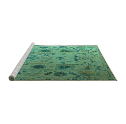 Sideview of Machine Washable Abstract Turquoise Modern Area Rugs, wshabs4594turq