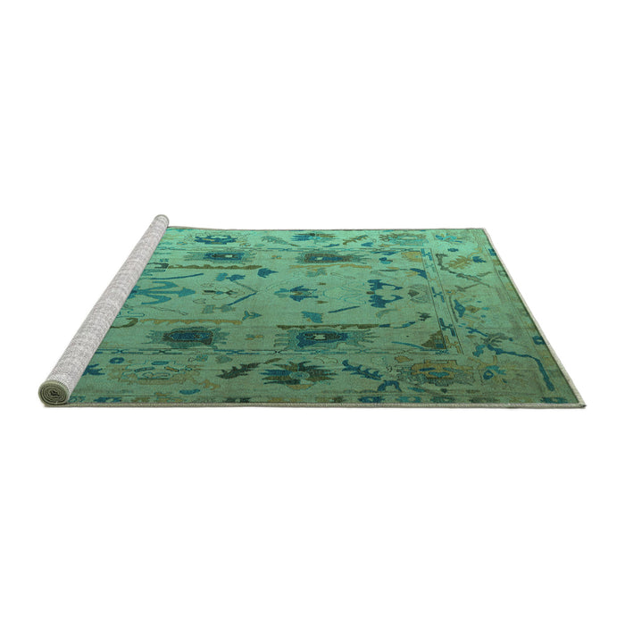 Sideview of Machine Washable Abstract Turquoise Modern Area Rugs, wshabs4594turq