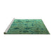 Sideview of Machine Washable Abstract Turquoise Modern Area Rugs, wshabs4594turq