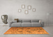 Machine Washable Abstract Orange Modern Area Rugs in a Living Room, wshabs4594org