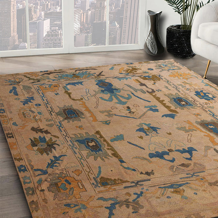 Abstract Brown Sand Brown Modern Rug in Family Room, abs4594