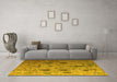 Machine Washable Abstract Yellow Modern Rug in a Living Room, wshabs4594yw