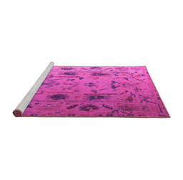 Sideview of Machine Washable Abstract Pink Modern Rug, wshabs4594pnk
