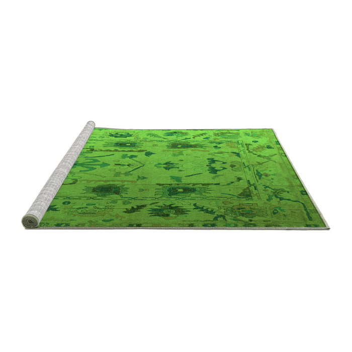 Sideview of Machine Washable Abstract Green Modern Area Rugs, wshabs4594grn