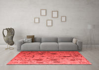 Machine Washable Abstract Red Modern Rug, wshabs4594red