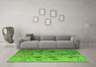 Machine Washable Abstract Green Modern Area Rugs in a Living Room,, wshabs4594grn