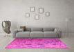 Machine Washable Abstract Pink Modern Rug in a Living Room, wshabs4594pnk