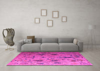 Machine Washable Abstract Pink Modern Rug, wshabs4594pnk