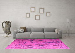 Machine Washable Abstract Pink Modern Rug in a Living Room, wshabs4594pnk