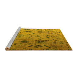 Sideview of Machine Washable Abstract Yellow Modern Rug, wshabs4594yw
