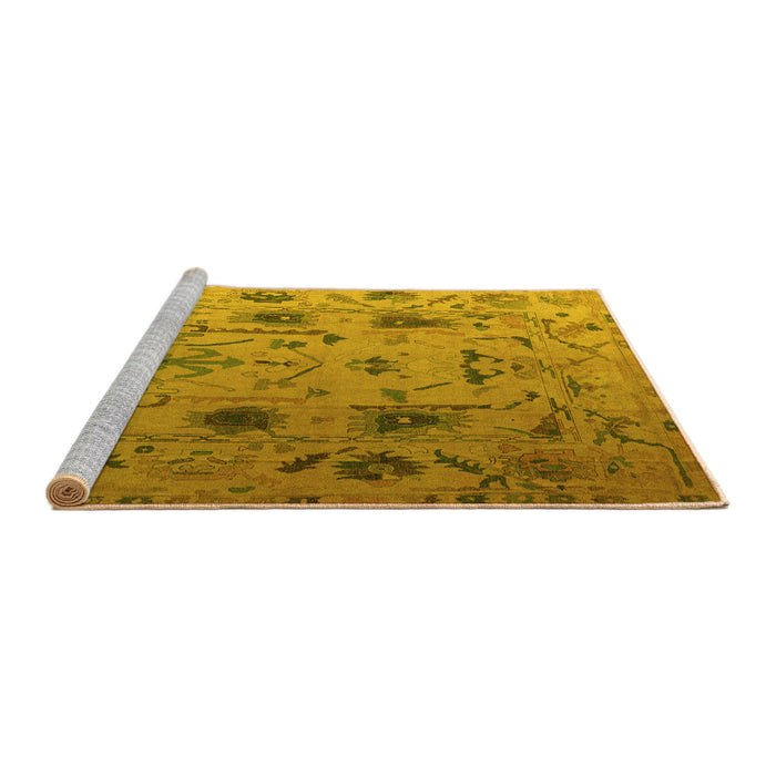 Sideview of Machine Washable Abstract Yellow Modern Rug, wshabs4594yw