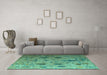 Machine Washable Abstract Turquoise Modern Area Rugs in a Living Room,, wshabs4594turq