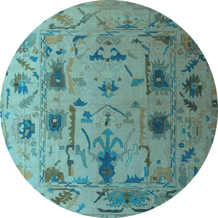 Round Abstract Light Blue Modern Rug, abs4594lblu