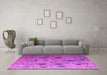 Machine Washable Abstract Purple Modern Area Rugs in a Living Room, wshabs4594pur