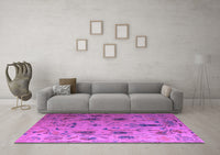 Machine Washable Abstract Purple Modern Rug, wshabs4594pur