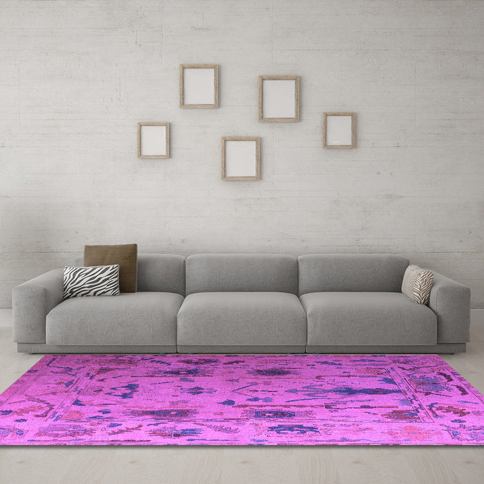 Machine Washable Abstract Purple Modern Area Rugs in a Living Room, wshabs4594pur