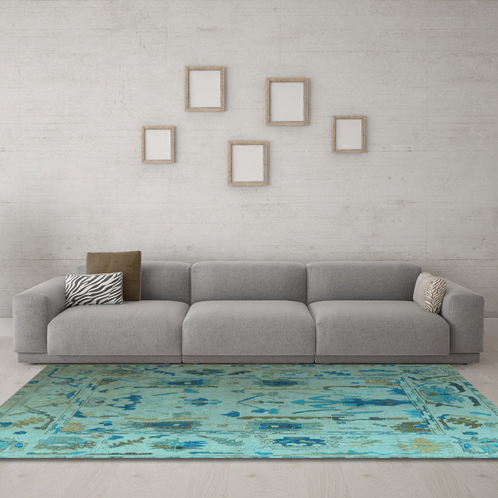 Machine Washable Abstract Light Blue Modern Rug in a Living Room, wshabs4594lblu