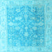 Square Machine Washable Oriental Light Blue Traditional Rug, wshabs4595lblu