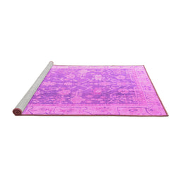 Sideview of Machine Washable Oriental Pink Traditional Rug, wshabs4595pnk