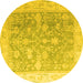 Round Oriental Yellow Traditional Rug, abs4595yw