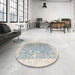 Round Machine Washable Abstract Dark Gray Rug in a Office, wshabs4595