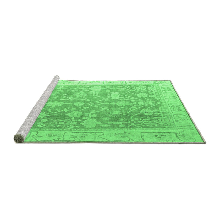 Sideview of Machine Washable Oriental Emerald Green Traditional Area Rugs, wshabs4595emgrn