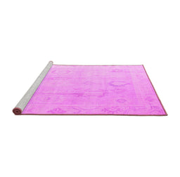 Sideview of Machine Washable Oriental Pink Traditional Rug, wshabs4596pnk