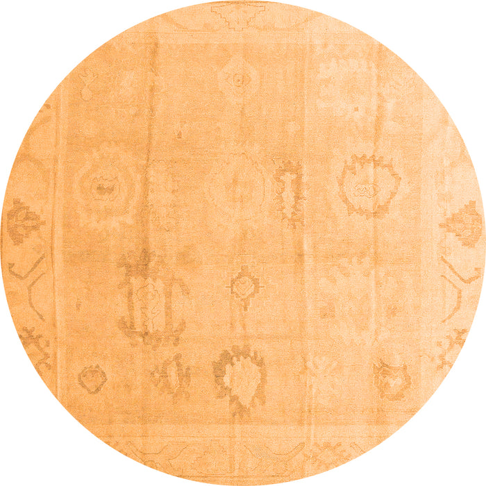 Round Oriental Orange Traditional Rug, abs4596org