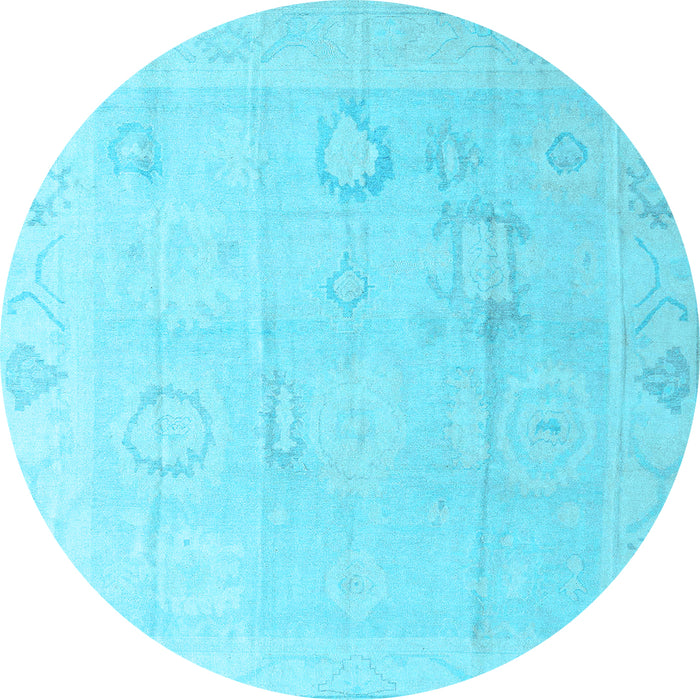 Round Oriental Light Blue Traditional Rug, abs4596lblu