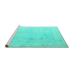 Sideview of Machine Washable Oriental Turquoise Traditional Area Rugs, wshabs4596turq
