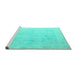 Sideview of Machine Washable Oriental Turquoise Traditional Area Rugs, wshabs4596turq