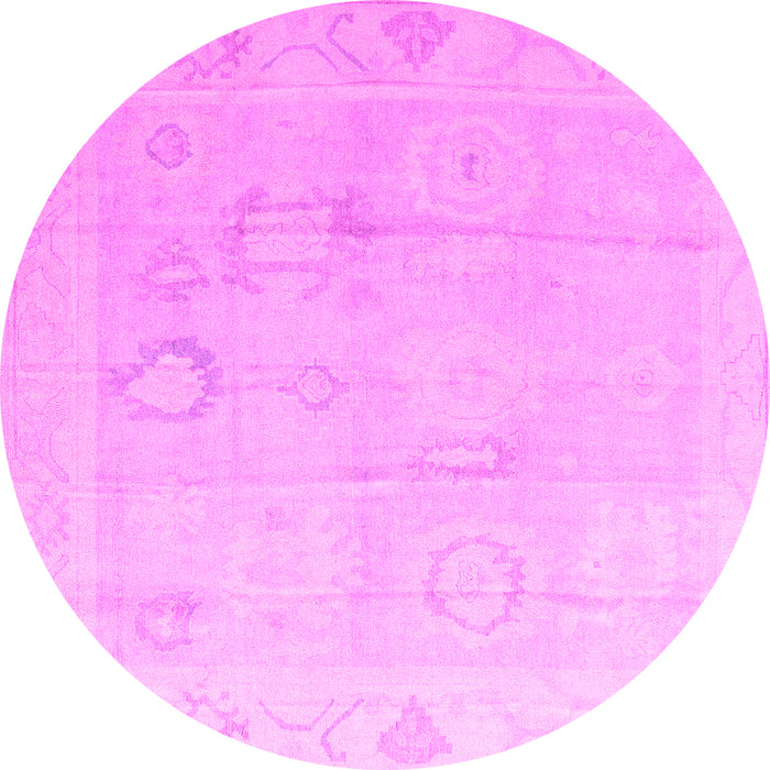 Round Machine Washable Oriental Pink Traditional Rug, wshabs4596pnk