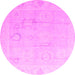 Round Machine Washable Oriental Pink Traditional Rug, wshabs4596pnk