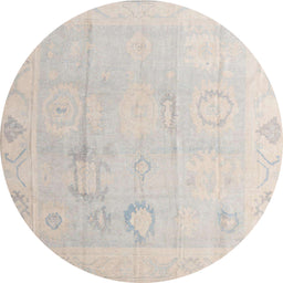 Round Abstract Silver Pink Oriental Rug, abs4596