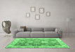 Machine Washable Oriental Emerald Green Traditional Area Rugs in a Living Room,, wshabs4597emgrn