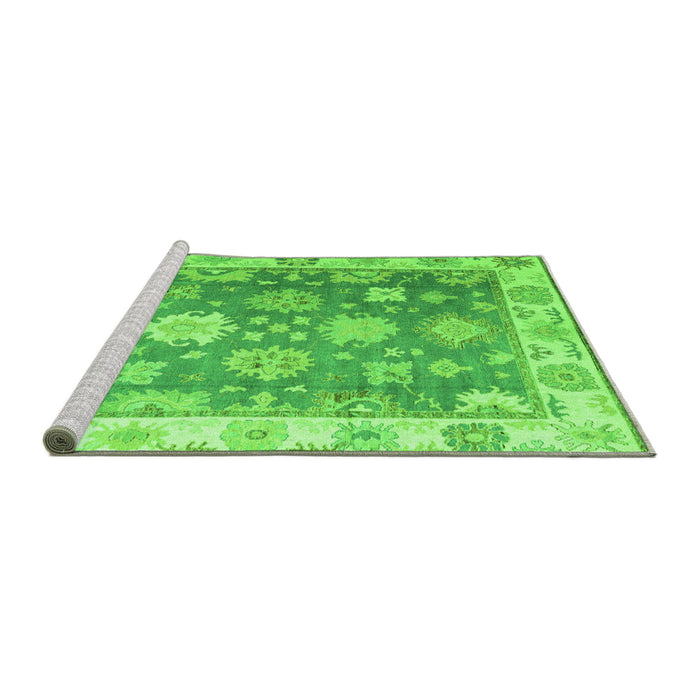 Sideview of Machine Washable Oriental Green Traditional Area Rugs, wshabs4597grn