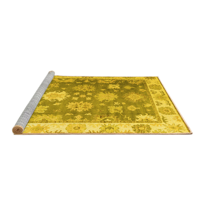 Sideview of Machine Washable Oriental Yellow Traditional Rug, wshabs4597yw