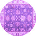 Round Machine Washable Oriental Purple Traditional Area Rugs, wshabs4597pur