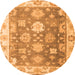 Round Machine Washable Oriental Orange Traditional Area Rugs, wshabs4597org