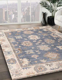 Abstract Gray Oriental Rug in Family Room, abs4597