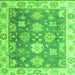 Square Machine Washable Oriental Green Traditional Area Rugs, wshabs4597grn