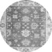 Round Machine Washable Oriental Gray Traditional Rug, wshabs4597gry