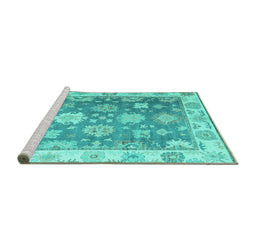 Sideview of Machine Washable Oriental Turquoise Traditional Area Rugs, wshabs4597turq
