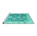 Sideview of Machine Washable Oriental Turquoise Traditional Area Rugs, wshabs4597turq
