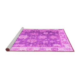Sideview of Machine Washable Oriental Pink Traditional Rug, wshabs4597pnk