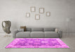Machine Washable Oriental Pink Traditional Rug in a Living Room, wshabs4597pnk