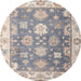 Round Abstract Gray Oriental Rug, abs4597