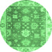 Round Oriental Emerald Green Traditional Rug, abs4597emgrn