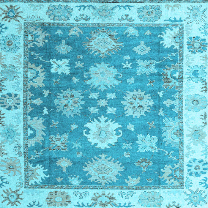 Square Machine Washable Oriental Light Blue Traditional Rug, wshabs4597lblu