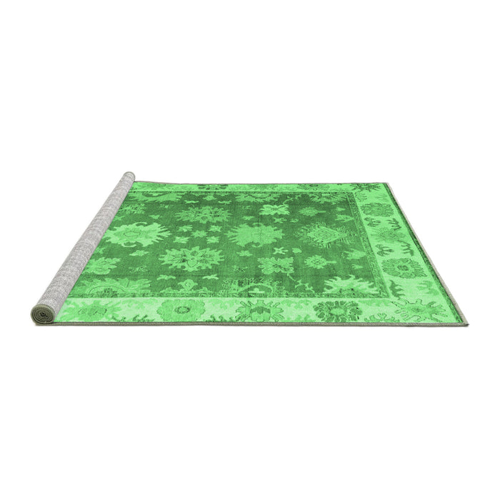 Sideview of Machine Washable Oriental Emerald Green Traditional Area Rugs, wshabs4597emgrn